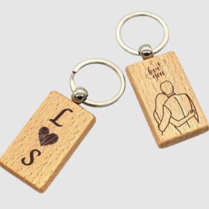 Engraved Wooden Couple Keychain