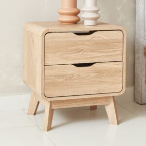 Oslo Oak Bedside Table with two drawers